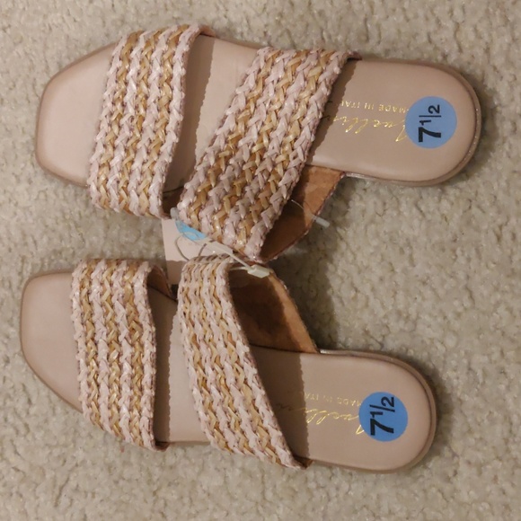 New Avellini Made in Italy Braided Band Sandals Women  Tan/blush pink - Picture 2 of 11